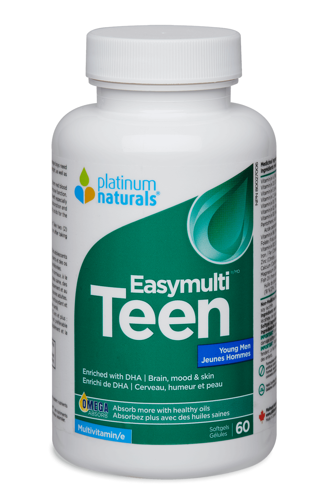 Platinum Naturals Easymulti Teen for Young Men 60 caps - Nature's Source Inc