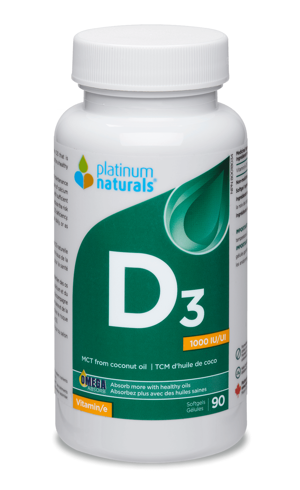 Platinum Naturals Vitamin D3 1000Iu 90 sg - Nature's Source Inc