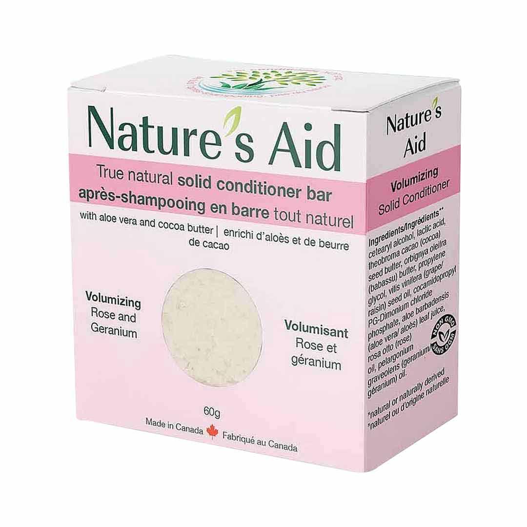 Nature's Aid Volumizing Rose & Geranium Solid Hair Conditioner Bar - 60g - Nature's Source Inc