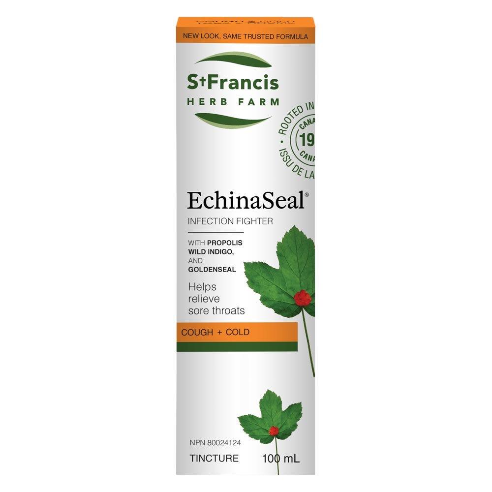 St. Francis Herb Farm EchinaSeal 50ml - Features Propolis To Soothe Sore Mouth And Throat Infections, Helps Relieve Sore Throats, Possess Infection - Fighting And Anti - Inflammatory Properties - Nature's Source Inc