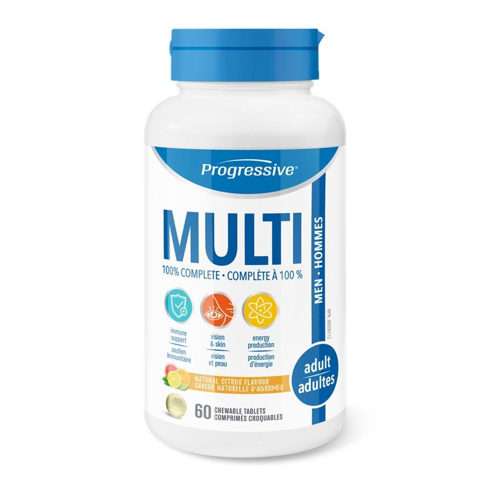 Progressive Natural Citrus Multivitamin Chewable for Adult Men - 60 Chewable Tablets - Nature's Source Inc