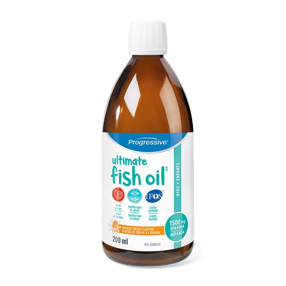 Progressive Ultimate Fish Oil for Kids 200ml - Kid - Friendly Taste, Omega - 3 Fatty Acids From Wild - caught Fish, Healthy Eyes and Nerves in Children Up to 12 Years - Nature's Source Inc