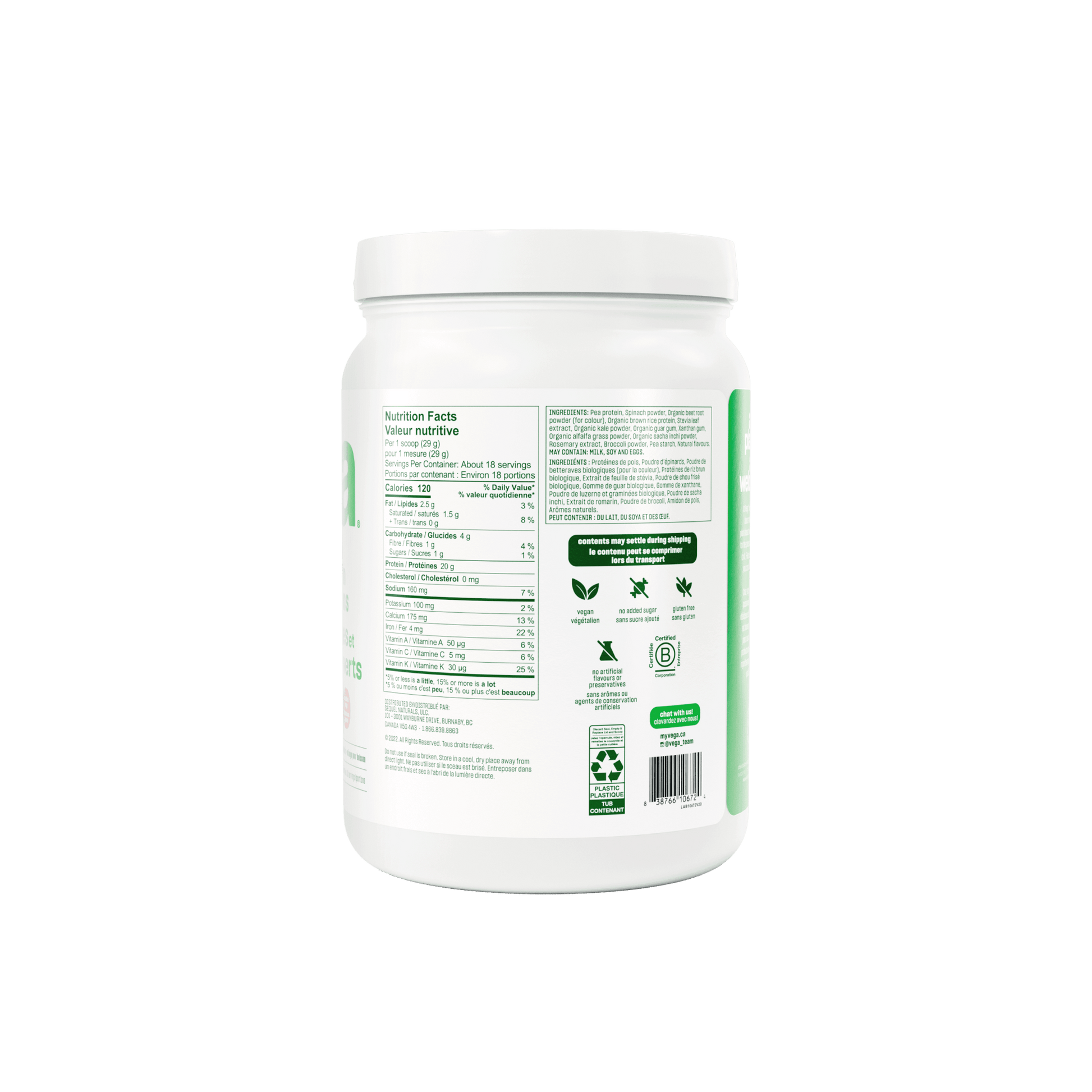 Vega Protein & Greens Berry 522g - Nature's Source Inc