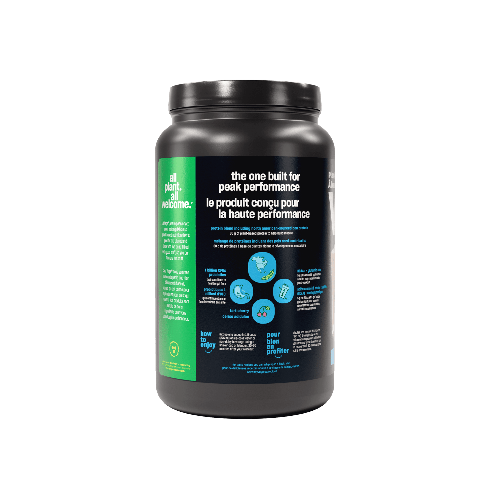 Vega Plant - Based Sport Protein Powder Vanilla 828g, 20 Servings - Amino Acid Tryptophan, Keto Friendly, Gluten Free, Non GMO Probiotics for Women and Men - Nature's Source Inc