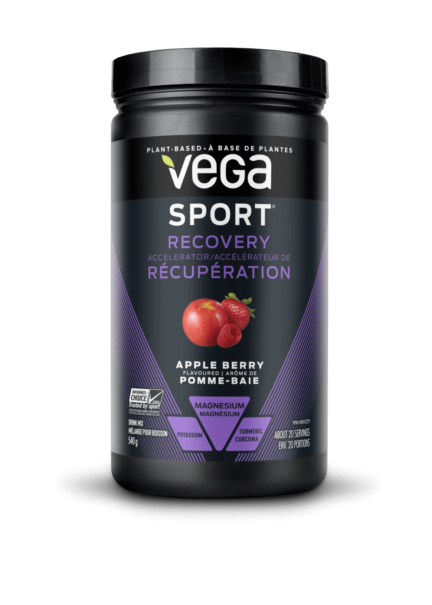 Vega Sport Recovery Accelerator Apple Berry 540g - Nature's Source Inc