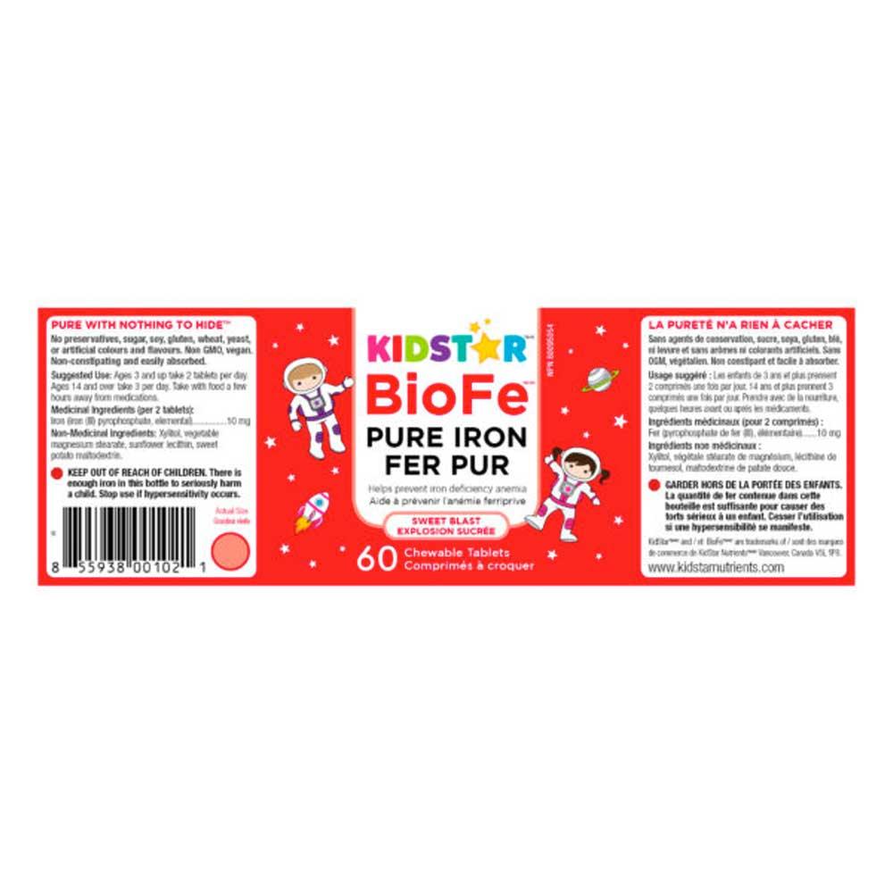 KidStar BioFe Pure Iron Chewable Sweet Blast 60t - Nature's Source Inc