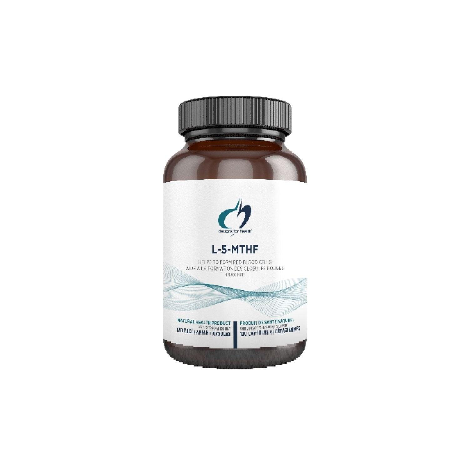 Designs for Health L - 5 - MTHF 120 Capsules - Helps In Red Blood Cell Formation, Bio - Active Folate For Brain Support, Supports Normal Cardiovascular, Neurological, Detoxification, And Reproductive Activities - Nature's Source Inc