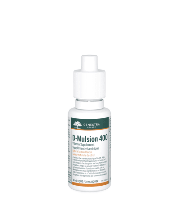 Genestra Brands D - Mulsion 400, 30ml - Emulsified Vitamin D Supplement with Natural Lemon Flavour, Maintains Bones and Teeth - Nature's Source Inc