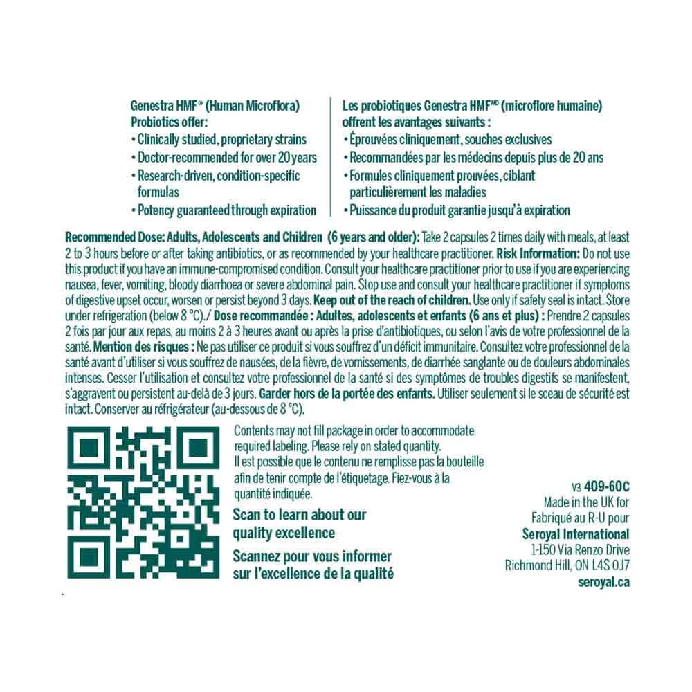 Genestra Brands HMF Probiotic 60 Vegan Caps - Helps Support Gastrointestinal Health - Nature's Source Inc