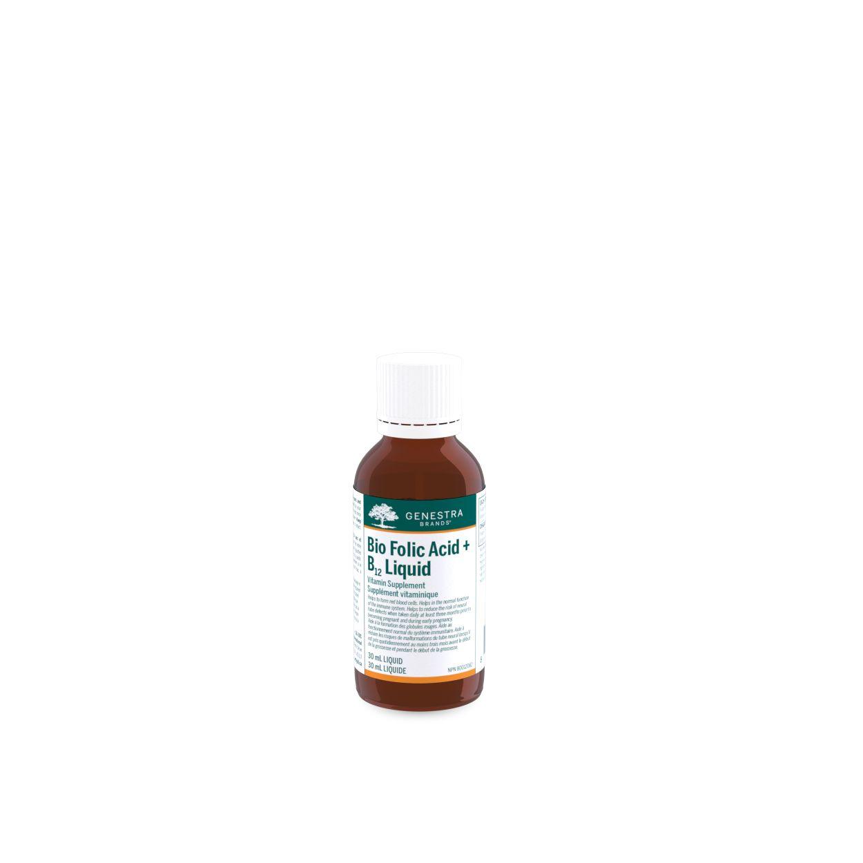 Genestra Brands Bio Folic Acid Plus B12 - 30ml - Nature's Source Inc