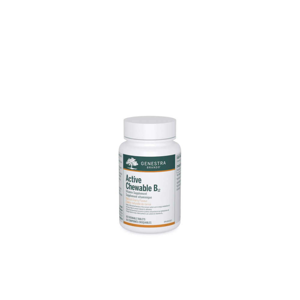 Genestra Brands Natural Cherry Flavor Active Chewable B12 60 Tablets - Nature's Source Inc