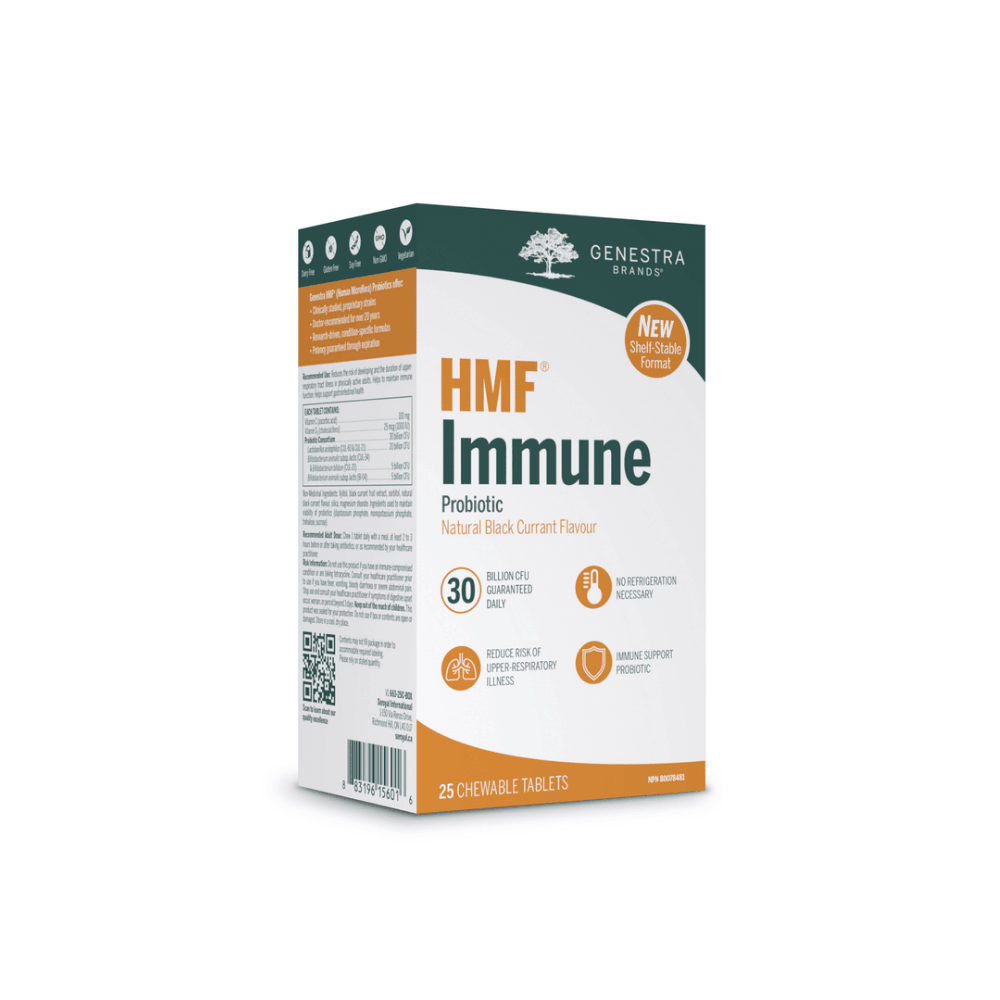 Genestra Brands HMF Immune Probiotic 25 Chewable Tablets - Natural Black Currant Flavor,Supports Healthy Immune Function and Upper Respitatory Track Health - Nature's Source Inc