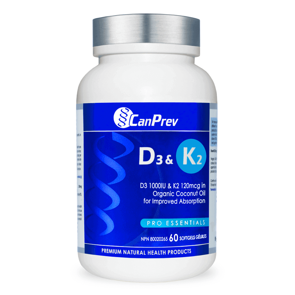 CanPrev Vitamin D3 & K2 60 Softgels - Nature's Source Inc