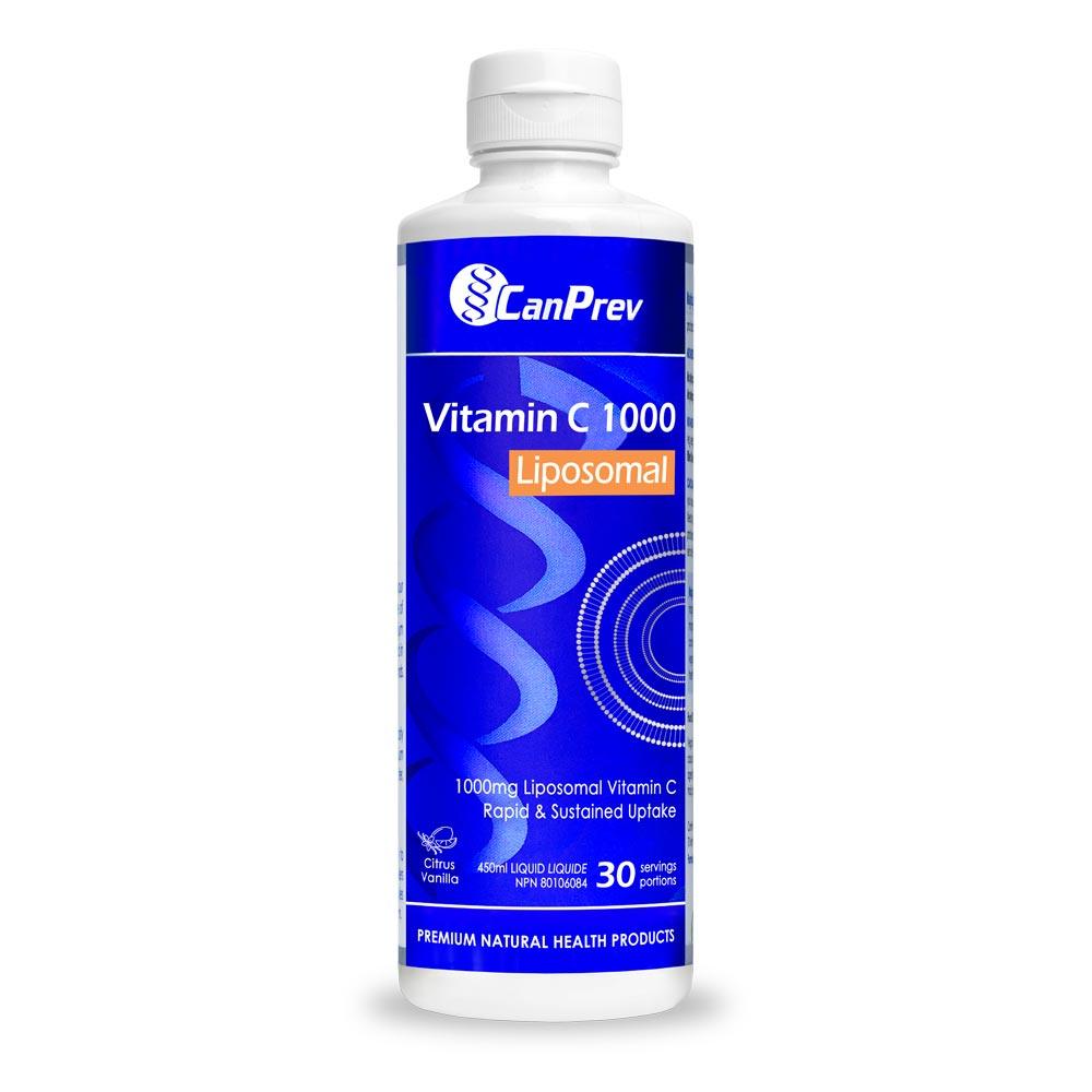 CanPrev Liposomal Vitamin C 1000mg 450ml - Helps To Prevent Vitamin C Deficiency, Supports Immune Function, Wound Healing, Healthy Bones, Cartilage, Teeth, And Gums, Supports Quick Sustained Cellular Uptake - Nature's Source Inc