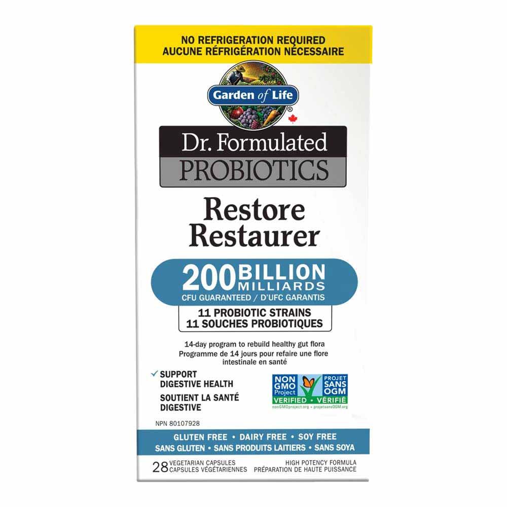Garden Of Life Dr. Formulated Restore 200 Billion 28 Vegan Capsules - Helps Support Digestive Health By Replenishing Gut With Good Bacteria, Reduces Diarrhea And Improves Stool Formation, Rebuild Healthy Gut Flora - Nature's Source Inc