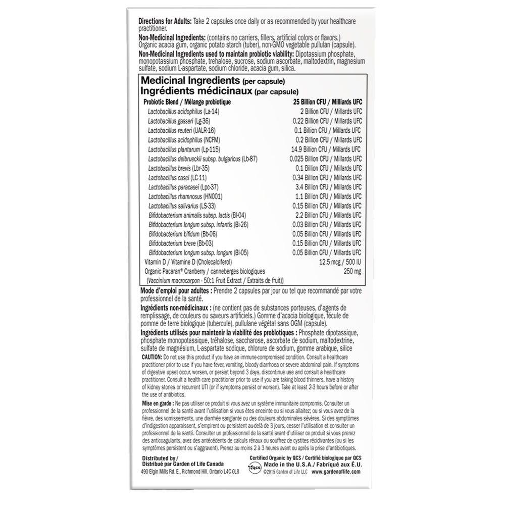 Garden of Life Urinary Tract+ 50 Billion Shelf Stable 60 Veg - Caps - Nature's Source Inc