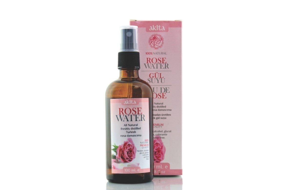Akita Rose Water Glass Bottle 100ml - Nature's Source Inc