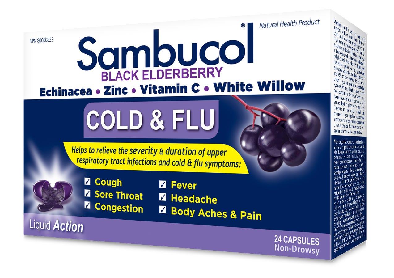 Sambucol Cold & Flu Capsules 24 Capsules - Nature's Source Inc