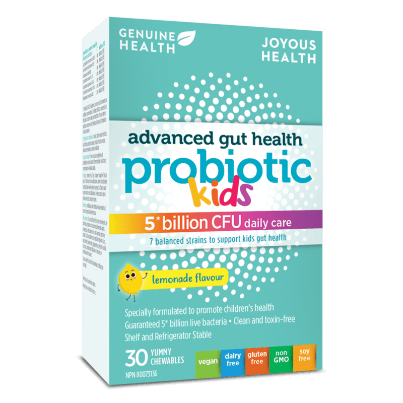 Genuine Health Advanced Gut Health Probiotic Kids 5 Billion 30 Yummy Lemon Chews - Supports Child’s Gut Flora And Overall Gastrointestinal Health, Builds Stronger Gut Health For Children, Helps Build Strong Immune Response - Nature's Source Inc