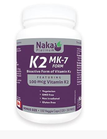 Naka Vitamin K2, 100mcg, 150 Vegan Capsules - BioActive MK - 7 Form of K2, Helps Maintain Bones and Heart Health - Nature's Source Inc