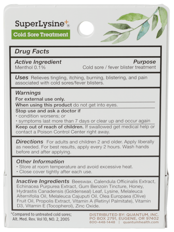 Quantum Health Super Lysine+ Ointment Cold Sore Treatment - 7 Grams - Nature's Source Inc