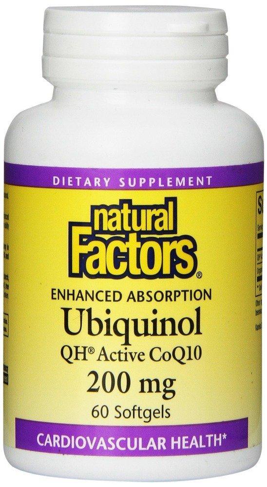 Natural Factors Ubiquinol Active CoQ10, 200mg 60 Softgels - High - Absorption Coenzyme Q10 Supplement for Energy, Heart and Cognitive Support - Nature's Source Inc