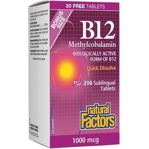Natural Factors B12 1000mg 210c BONUS - Nature's Source Inc