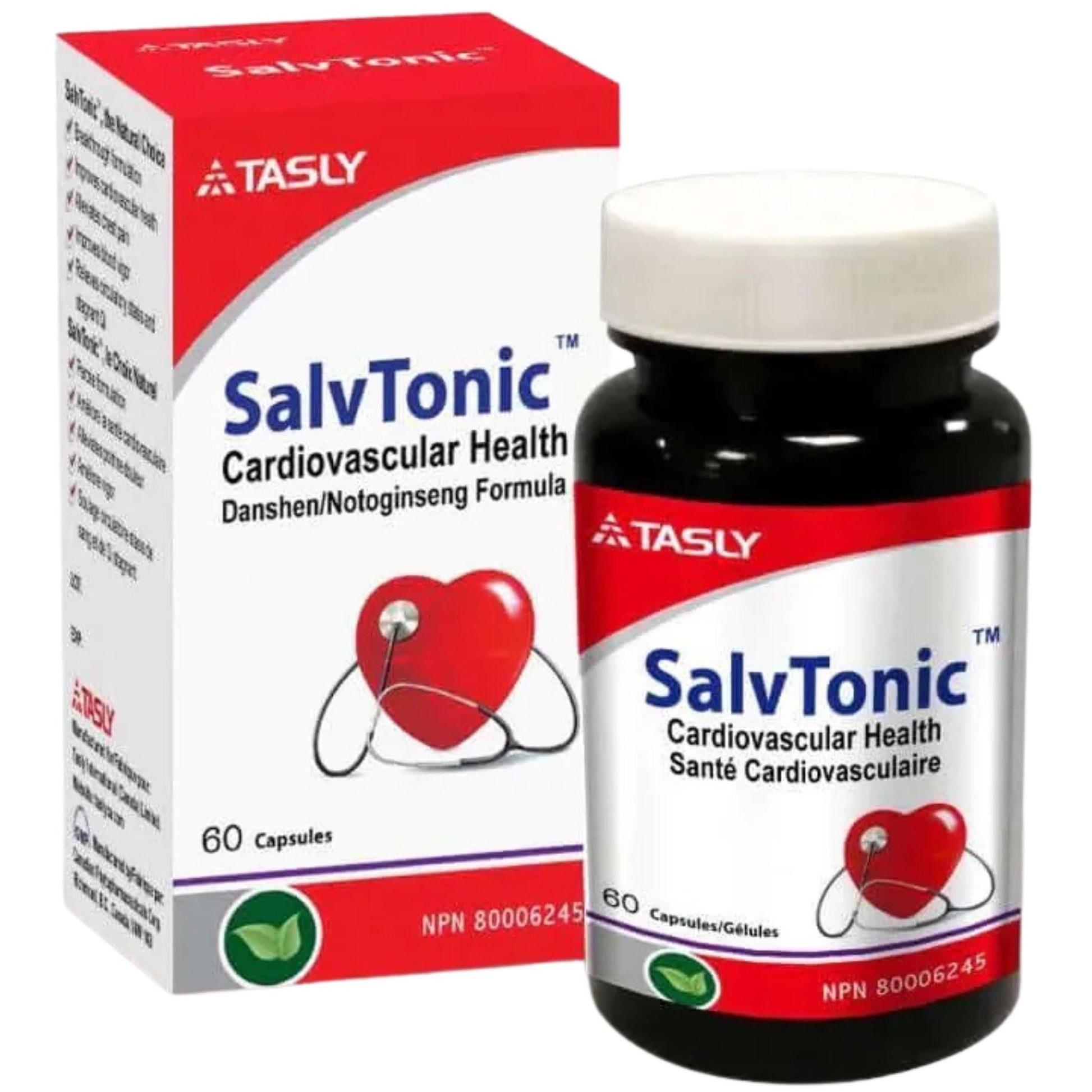 Tasly SalvTonic 250mg 60 Capsules - Herbal Product to Multi-Target Protection for Heart and Blood Vessels, Increase Blood Flow, Lower Total Cholesterol